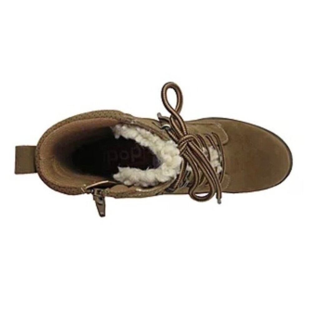 Chunky Heeled Boots Y2K 90s Lug Sole Women 7.5 M Lace Up Shearling Accent Zipper - Picture 14 of 14